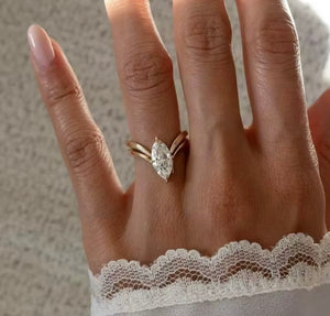 Melania Marquis Dimond Gold Ring | Stainless Steel Gold Plated