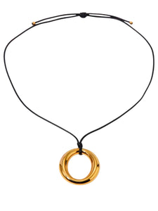 Olive O Gold Ring Cord Necklace | Stainless Steel Gold Plated