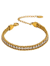 Load image into Gallery viewer, Camille Cuban Diamond Tennis Gold Bracelet | Gold Plated Stainless Steel
