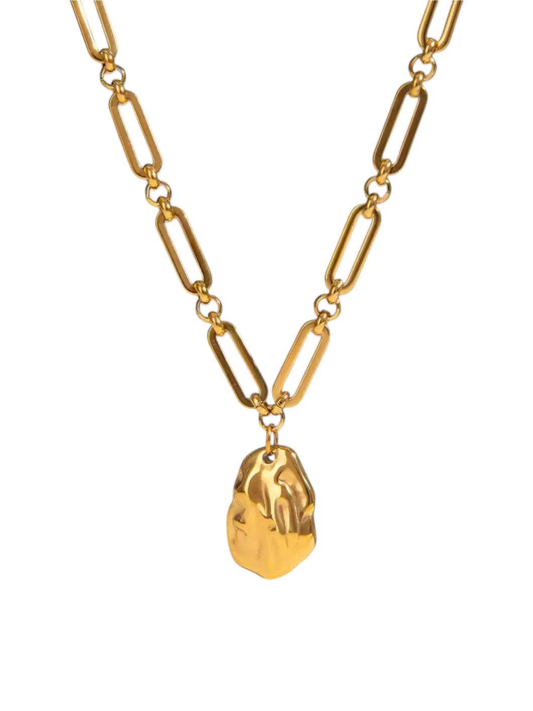 Pebble Mixed Link Gold Necklace | Stainless Steel Gold Plated
