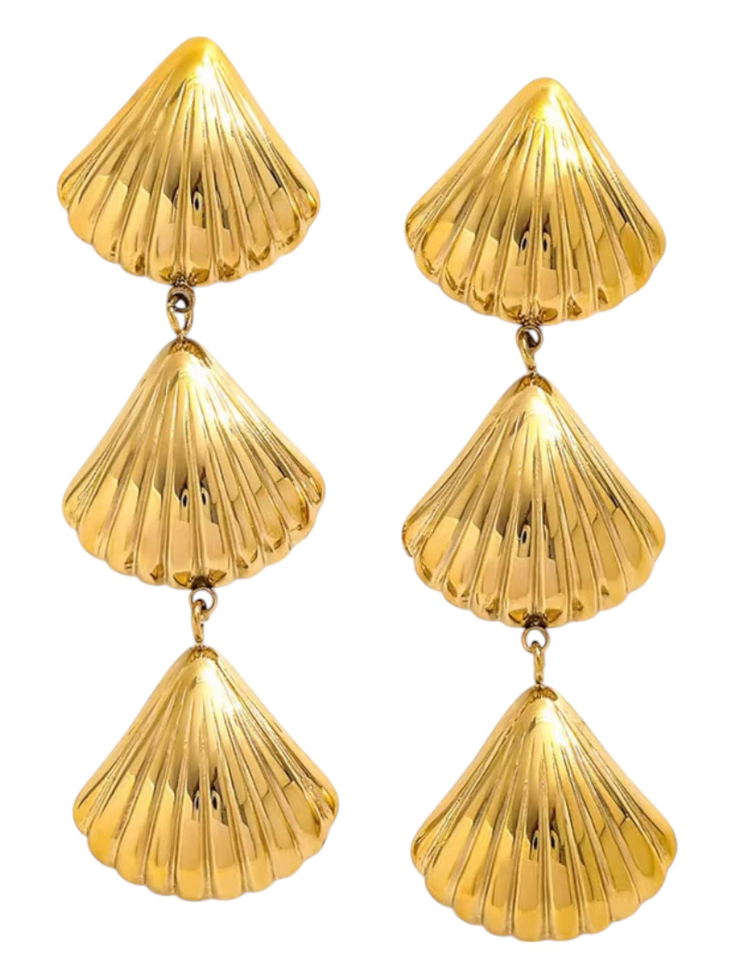 Triple Shell Gold Drops | Stainless Steel Gold Plated
