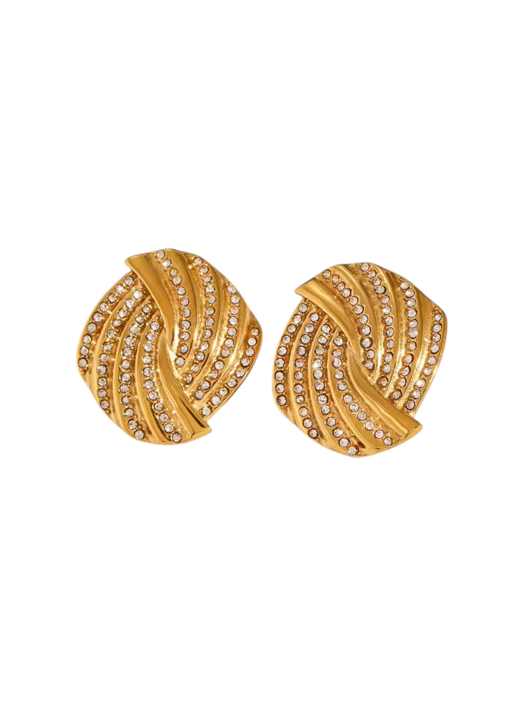 Maja Pave Statement Gold Earrings | Stainless Steel Gold Plated