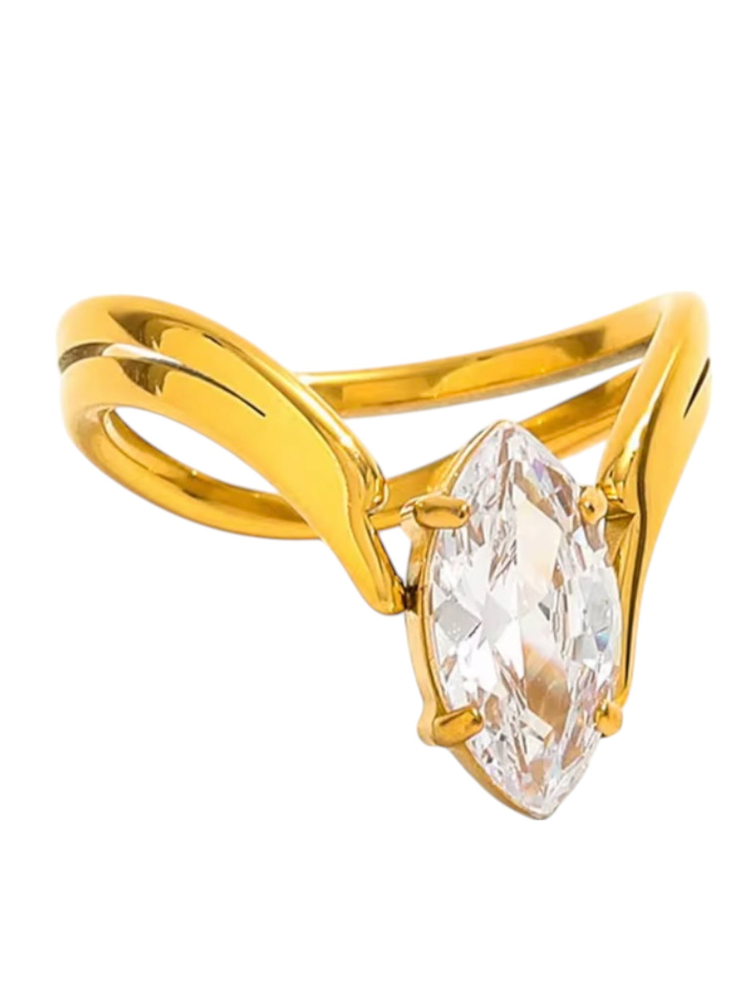 Melania Marquis Dimond Gold Ring | Stainless Steel Gold Plated