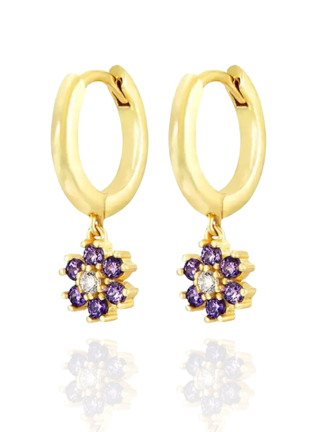 Ninon Flower Drops Purple | Gold Plated 925 Sterling Silver