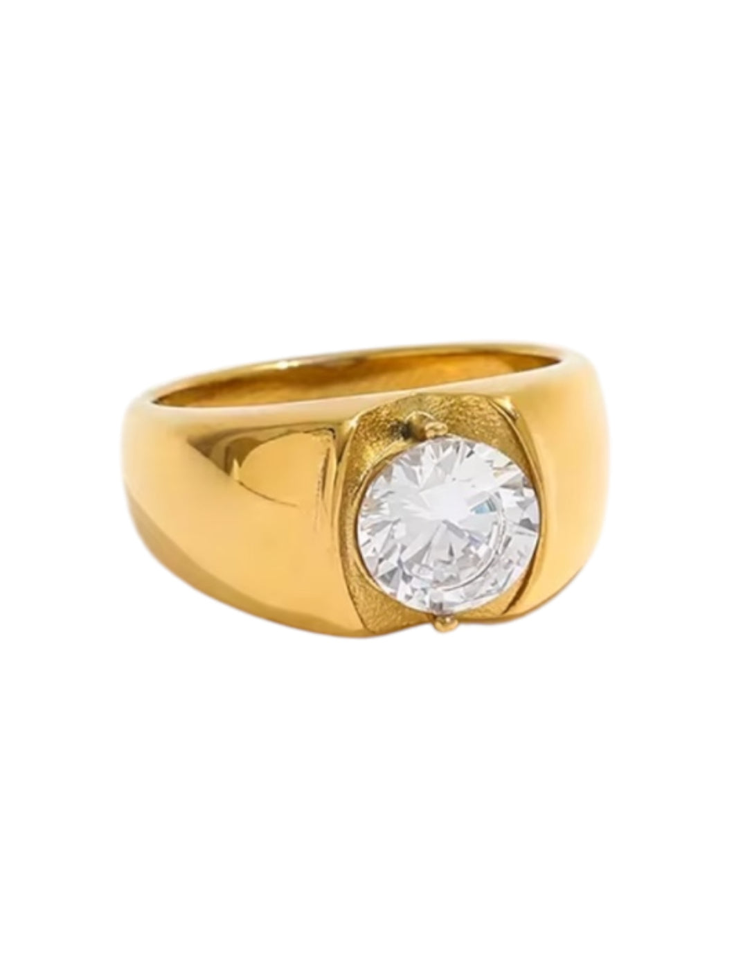 Sawyer Solitaire Thick Gold Ring