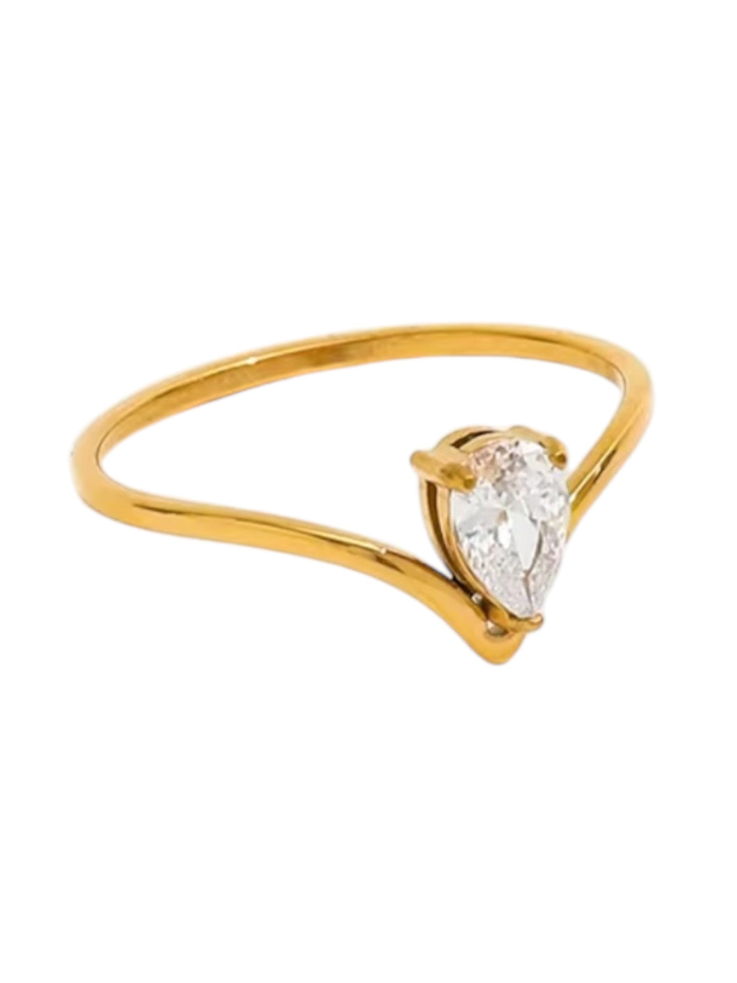 V Pear Shaped Diamond Ring