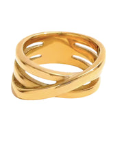 Load image into Gallery viewer, Tarla Triple Cross Band Gold Ring | Stainless Steel Gold Plated
