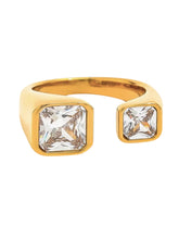 Load image into Gallery viewer, Danica Double Square Open Diamond Ring  | Stainless Steel Gold Plated

