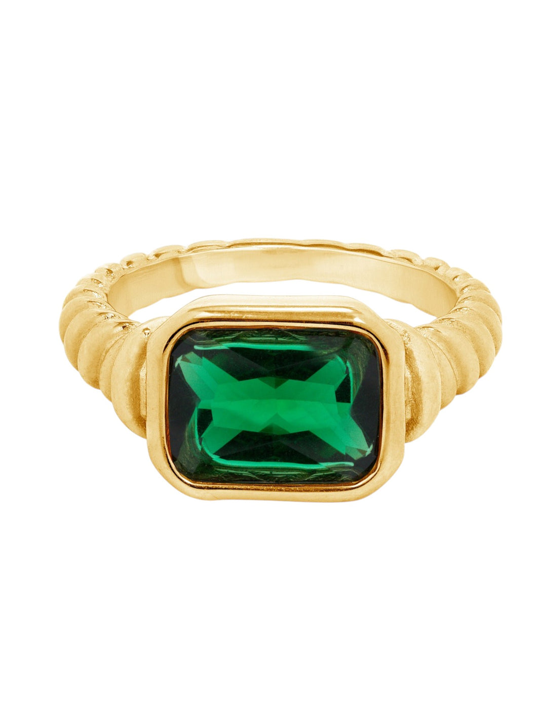 Angelina Ring Green | Stainless Steel Gold Plated