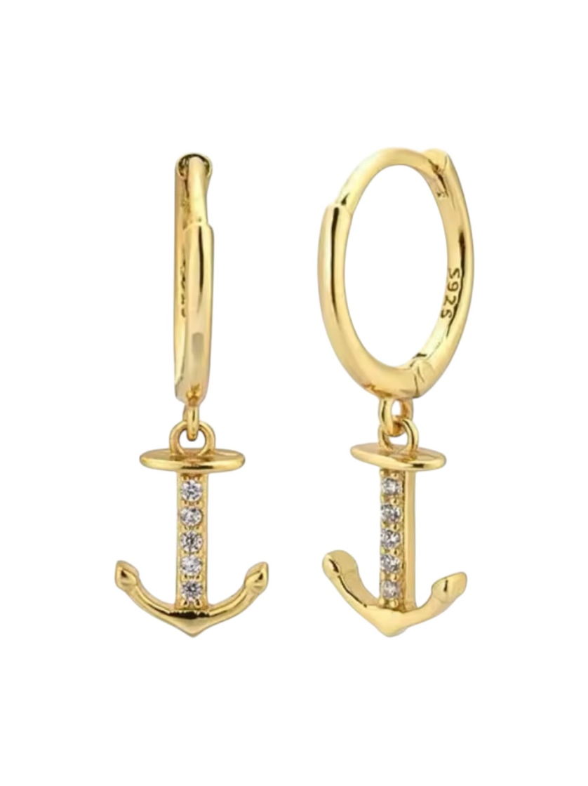 Alice Anchor Drop Huggies | Gold Plated 925 Sterling Silver