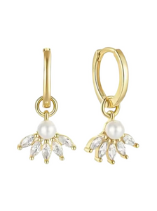 Evangeline Pearl Drop Huggies | Gold Plated 925 Sterling Silver