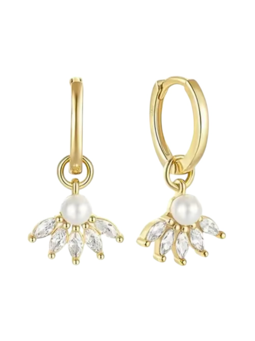 Evangeline Pearl Drop Huggies | Gold Plated 925 Sterling Silver