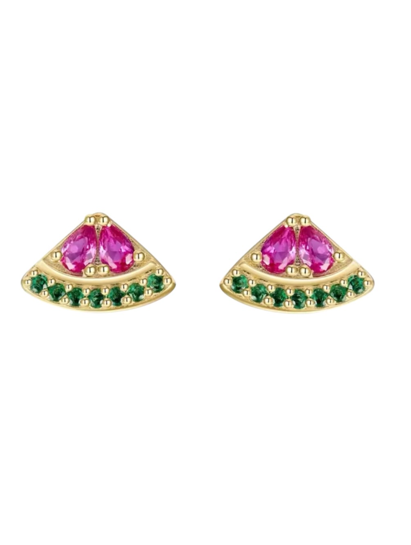 Watermelon Studs | Gold Plated 925 Sterling Silver