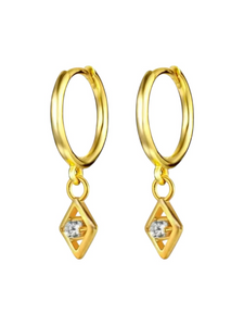 Grace Diamond Drop Huggies | Gold Plated 925 Sterling Silver