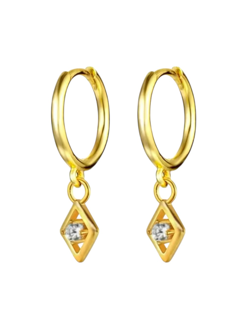 Grace Diamond Drop Huggies | Gold Plated 925 Sterling Silver