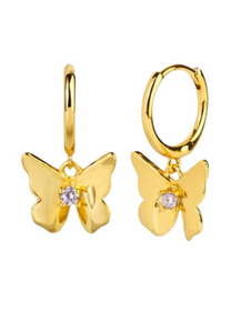 Bailey Butterfly Drop Huggies | Gold Plated 925 Sterling Silver