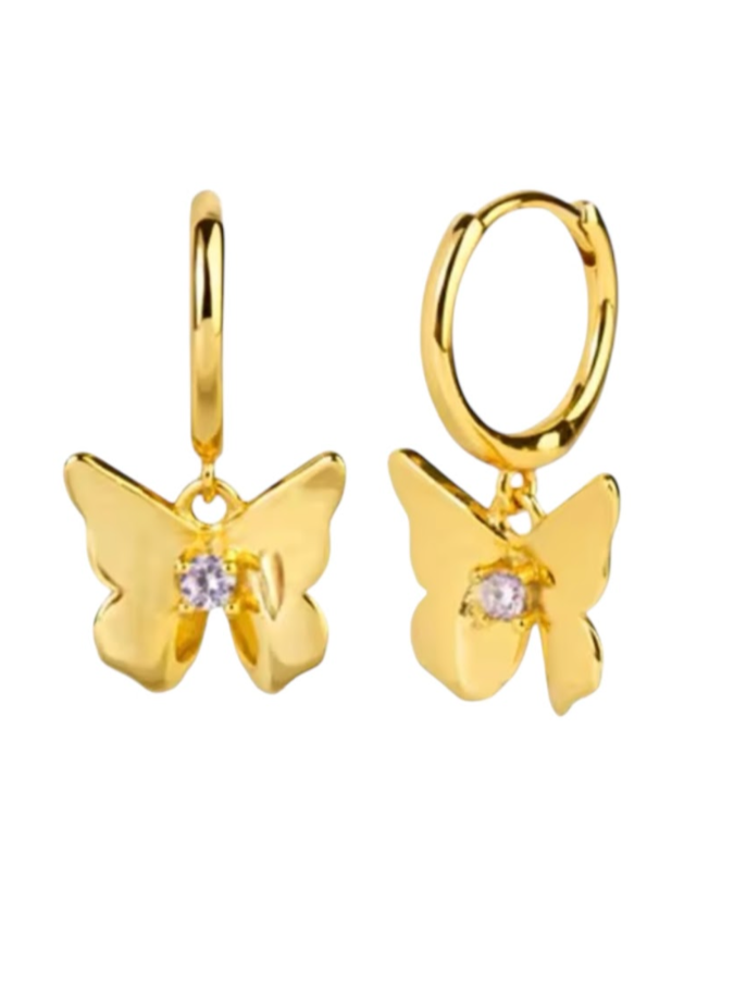 Bailey Butterfly Drop Huggies | Gold Plated 925 Sterling Silver