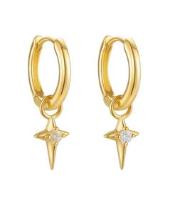 North Star Drop Huggies | Gold Plated 925 Sterling Silver