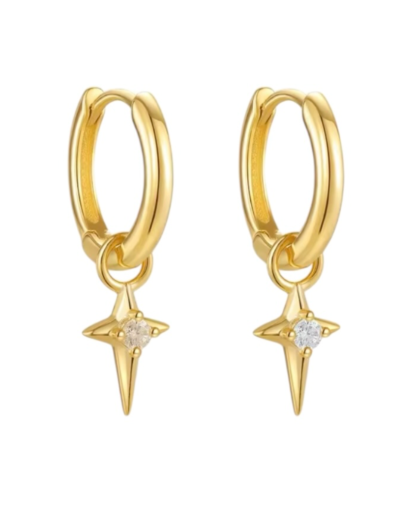North Star Drop Huggies | Gold Plated 925 Sterling Silver