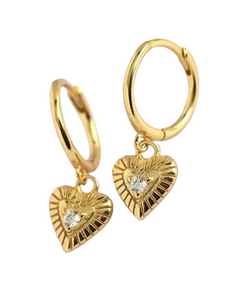 Agnes Heart Drops Huggies | Gold Plated 925 Sterling Silver