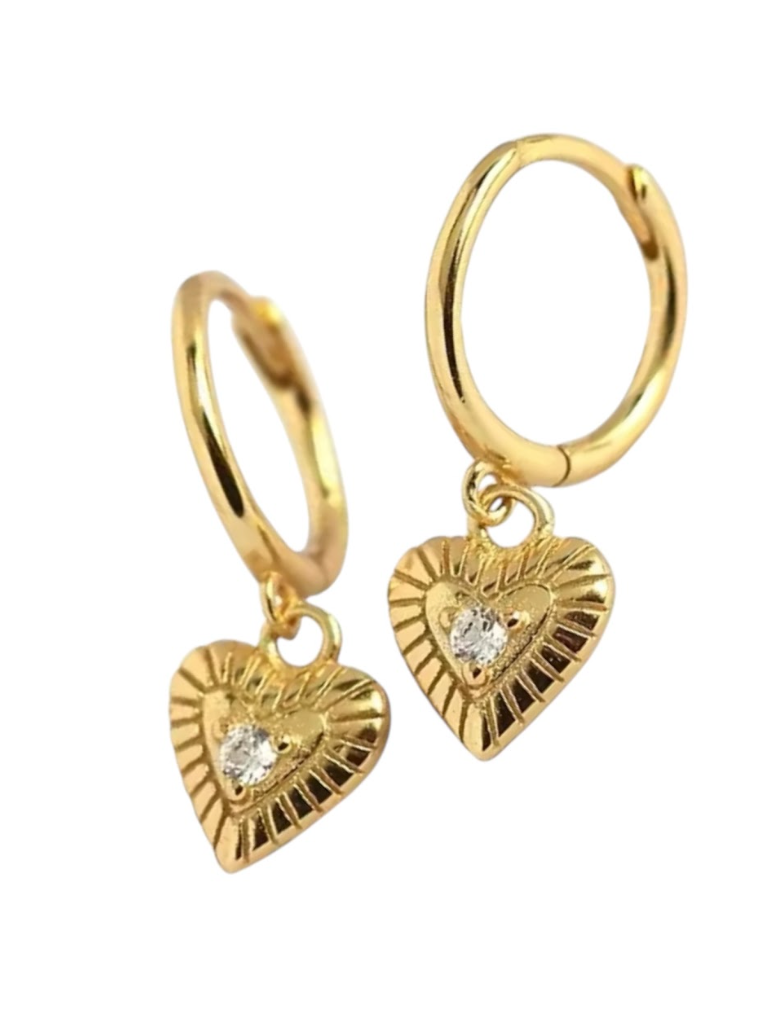 Agnes Heart Drops Huggies | Gold Plated 925 Sterling Silver