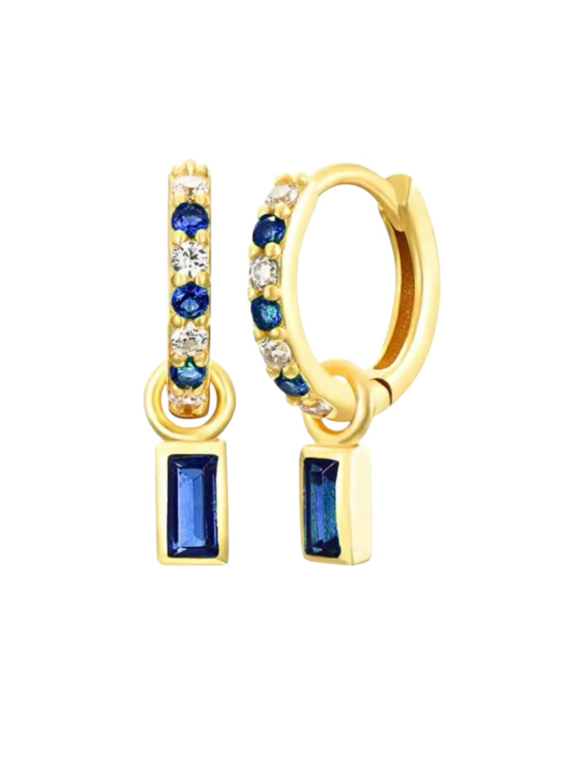Edith Bezel Sapphire Drop Huggies | Gold Plated 925 Sterling Silver