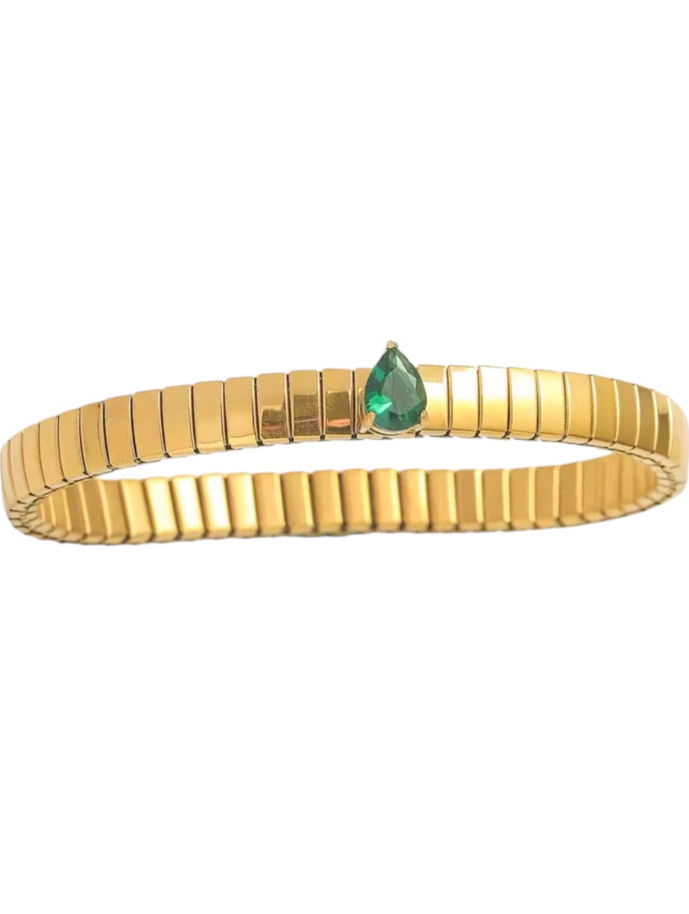 Wren Green Diamond Pear Gold Bracelet | Stainless Steel Gold Plated