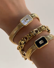 Load image into Gallery viewer, Marigold White Enamel Bracelet | Stainless Steel Gold Plated
