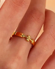 Load image into Gallery viewer, Margaux Engraved Cross Gold Ring | Stainless Steel Gold Plated
