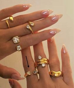 Leonie Double Pear Diamond Gold Ring | Stainless Steel Gold Plated