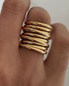 Faye Stacked Illusion Gold Ring | Stainless Steel Gold Plated