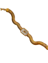 Load image into Gallery viewer, Marigold White Enamel Bracelet | Stainless Steel Gold Plated
