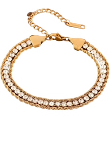 Coralie Gold Rope Diamond Tennis Bracelet | Stainless Steel Gold Plated