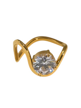 Load image into Gallery viewer, Harriet Abstract Solitaire Gold Ring | Stainless Steel Gold Plated
