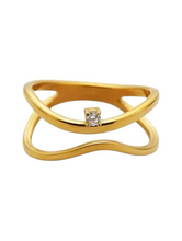 Load image into Gallery viewer, Beth Dainty Solitaire Gold Ring | Stainless Steel Gold Plated
