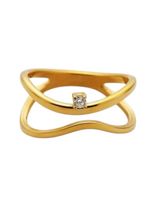 Beth Dainty Solitaire Gold Ring | Stainless Steel Gold Plated