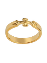 Load image into Gallery viewer, Margaux Engraved Cross Gold Ring | Stainless Steel Gold Plated
