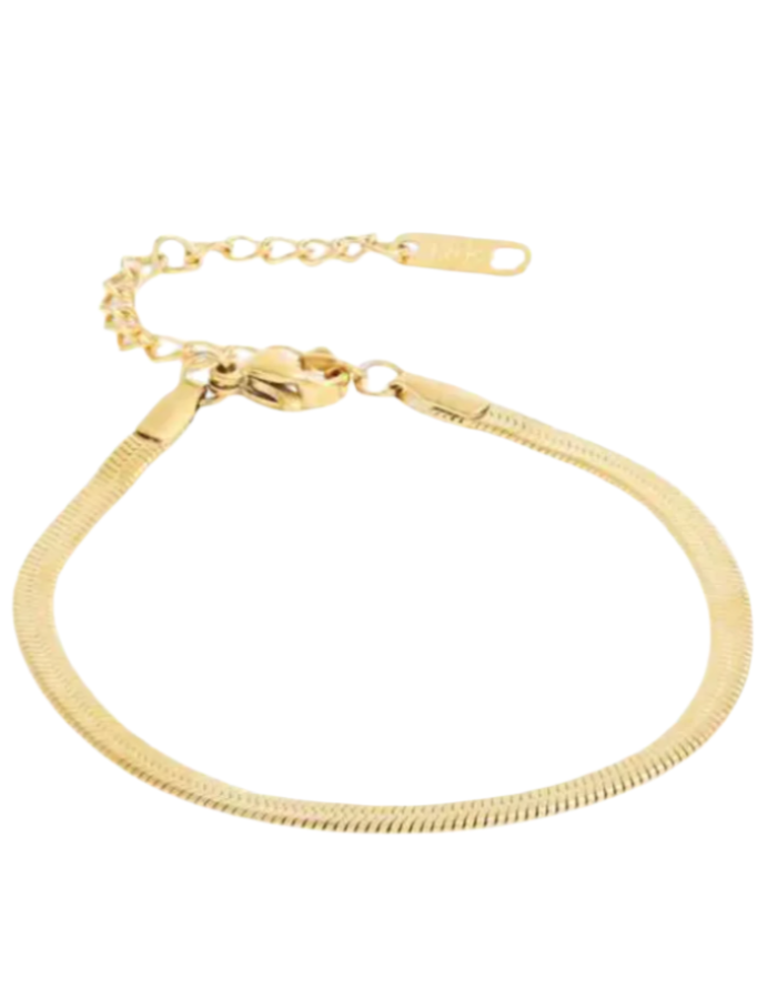 Charlotte 3mm Herringbone Bracelet | Stainless Steel Gold Plated
