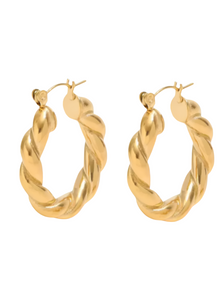 Azalea Twisted Gold Hoops | Stainless Steel Gold Plated