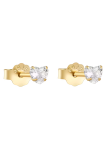 Aphrodite 2mm Crystal Heart Studs | Gold Plated 925 Sterling Silver