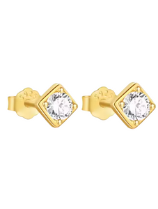 Dina Diamond Gold Square Studs | Gold Plated 925 Sterling Silver