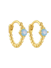 Load image into Gallery viewer, Juniper Moonstone Gold Huggies | Gold Plated 925 Sterling Silver
