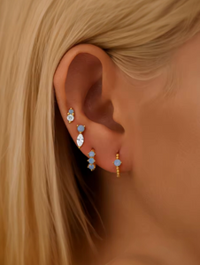 Ayla Triple Solitaire Moonstone Gold Huggies | Gold Plated 925 Sterling Silver