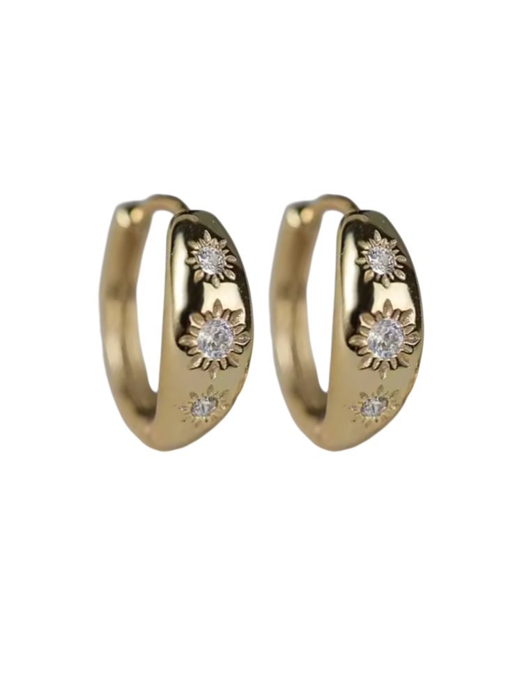 Sierra Triple North Star Gold Hoops | Gold Plated 925 Sterling Silver