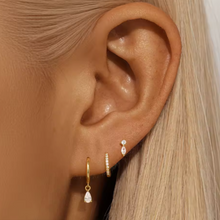 Load image into Gallery viewer, Casey Solitaire Marquis Gold Studs | Gold Plated 925 Sterling Silver
