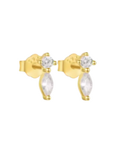 Load image into Gallery viewer, Casey Solitaire Marquis Gold Studs | Gold Plated 925 Sterling Silver
