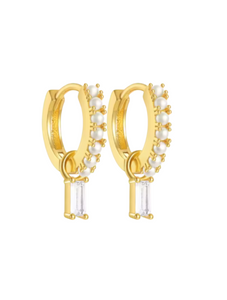 Paige Pearl Drop Gold Huggies | Gold Plated 925 Sterling Silver