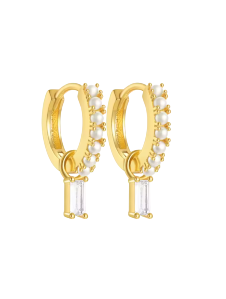 Paige Pearl Drop Gold Huggies | Gold Plated 925 Sterling Silver