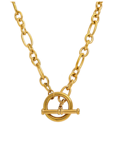 Tara Mixed Link Toggle Chain Necklace| Stainless Steel Gold Plated