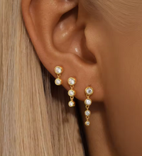 Load image into Gallery viewer, Dulce Double Diamond Bezel Gold Studs | Gold Plated 925 Sterling Silver
